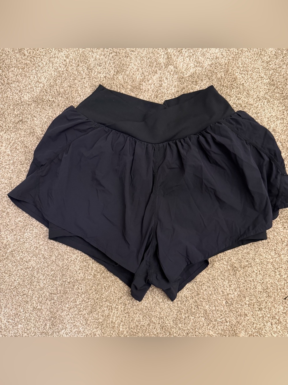 High-Waist Black Athletic Shorts with Built-In Liner